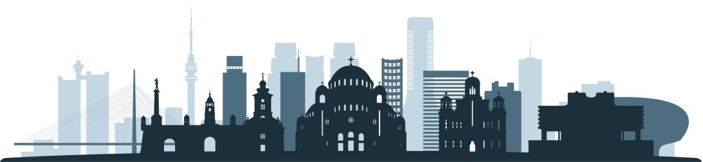 Grafički prikaz silueta poznatih zdanja u Beogradu